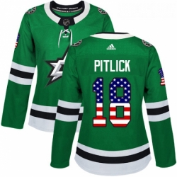 Womens Adidas Dallas Stars 18 Tyler Pitlick Authentic Green USA Flag Fashion NHL Jersey 