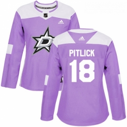 Womens Adidas Dallas Stars 18 Tyler Pitlick Authentic Purple Fights Cancer Practice NHL Jersey 