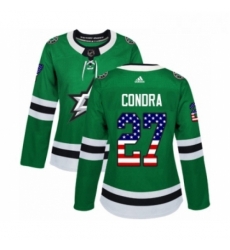 Womens Adidas Dallas Stars 27 Erik Condra Authentic Green USA Flag Fashion NHL Jersey 