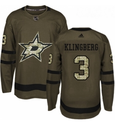 Youth Adidas Dallas Stars 3 John Klingberg Premier Green Salute to Service NHL Jersey 