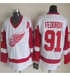 Detroit Red Wings #91 Sergei Fedorov White CCM Throwback Stitched NHL Jersey