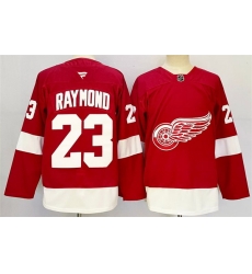 Men Detroit Red Wings 23 Lucas Raymond Red 2024 25 Home Stitched Jersey