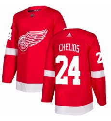 Mens Adidas Detroit Red Wings 24 Chris Chelios Authentic Red Home NHL Jersey 