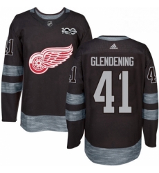 Mens Adidas Detroit Red Wings 41 Luke Glendening Authentic Black 1917 2017 100th Anniversary NHL Jersey 