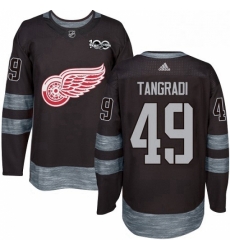 Mens Adidas Detroit Red Wings 49 Eric Tangradi Authentic Black 1917 2017 100th Anniversary NHL Jersey 