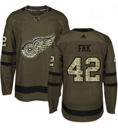 Youth Adidas Detroit Red Wings 42 Martin Frk Authentic Green Salute to Service NHL Jersey 