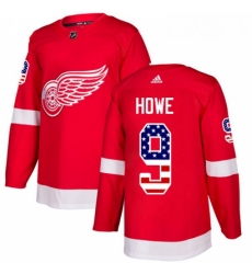 Youth Adidas Detroit Red Wings 9 Gordie Howe Authentic Red USA Flag Fashion NHL Jersey 