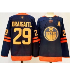 Men Edmonton Oilers 29 Leon Draisaitl Navy 2024 25 A Patch Stitched Jersey