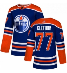 Mens Adidas Edmonton Oilers 77 Oscar Klefbom Premier Royal Blue Alternate NHL Jersey 