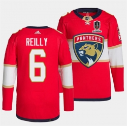 Men Florida Panthers 6 Mike Reilly Red Home 2024 Stanley Cup Champions Stitched Jersey