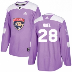 Mens Adidas Florida Panthers 28 Serron Noel Authentic Purple Fights Cancer Practice NHL Jersey 