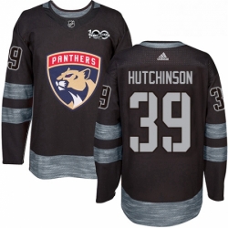 Mens Adidas Florida Panthers 39 Michael Hutchinson Authentic Black 1917 2017 100th Anniversary NHL Jersey 