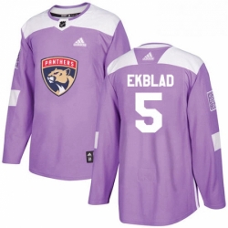 Mens Adidas Florida Panthers 5 Aaron Ekblad Authentic Purple Fights Cancer Practice NHL Jersey 