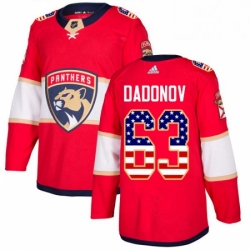 Mens Adidas Florida Panthers 63 Evgenii Dadonov Authentic Red USA Flag Fashion NHL Jersey 