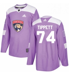 Mens Adidas Florida Panthers 74 Owen Tippett Authentic Purple Fights Cancer Practice NHL Jersey 