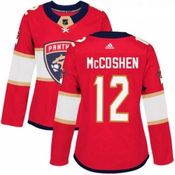 Womens Adidas Florida Panthers 12 Ian McCoshen Authentic Red Home NHL Jersey 