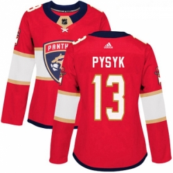 Womens Adidas Florida Panthers 13 Mark Pysyk Premier Red Home NHL Jersey 