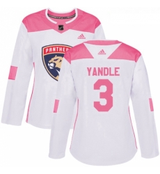 Womens Adidas Florida Panthers 3 Keith Yandle Authentic WhitePink Fashion NHL Jersey 