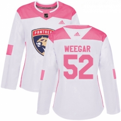 Womens Adidas Florida Panthers 52 MacKenzie Weegar Authentic WhitePink Fashion NHL Jersey 