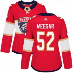 Womens Adidas Florida Panthers 52 MacKenzie Weegar Premier Red Home NHL Jersey 