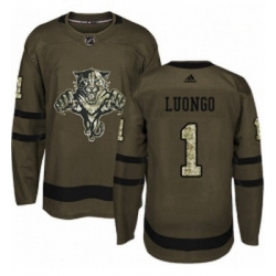 Youth Adidas Florida Panthers 1 Roberto Luongo Authentic Green Salute to Service NHL Jersey 