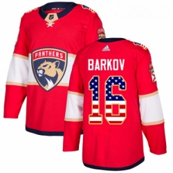 Youth Adidas Florida Panthers 16 Aleksander Barkov Authentic Red USA Flag Fashion NHL Jersey 