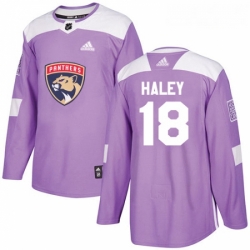 Youth Adidas Florida Panthers 18 Micheal Haley Authentic Purple Fights Cancer Practice NHL Jersey 