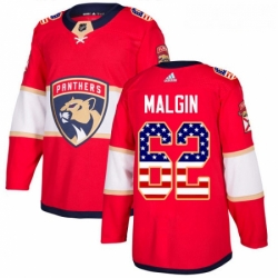 Youth Adidas Florida Panthers 62 Denis Malgin Authentic Red USA Flag Fashion NHL Jersey 