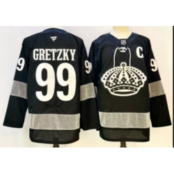 Men Los Angeles Kings 99 Wayne Gretzky Black With C Patch Alternate Stitched Hockey Jersey