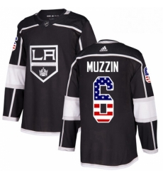 Mens Adidas Los Angeles Kings 6 Jake Muzzin Authentic Black USA Flag Fashion NHL Jersey 