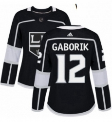 Womens Adidas Los Angeles Kings 12 Marian Gaborik Authentic Black Home NHL Jersey 