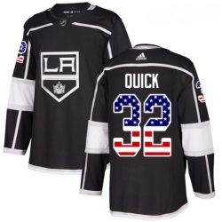 Youth Adidas Los Angeles Kings 32 Jonathan Quick Authentic Black USA Flag Fashion NHL Jersey 