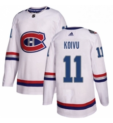 Mens Adidas Montreal Canadiens 11 Saku Koivu Authentic White 2017 100 Classic NHL Jersey 