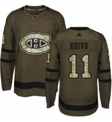 Mens Adidas Montreal Canadiens 11 Saku Koivu Premier Green Salute to Service NHL Jersey 