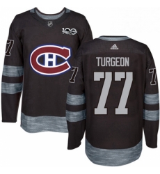 Mens Adidas Montreal Canadiens 77 Pierre Turgeon Authentic Black 1917 2017 100th Anniversary NHL Jersey 