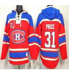 Montreal Canadiens 31 Carey Price Red Lace-Up NHL Jersey Hoodies