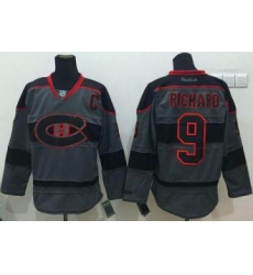 Montreal Canadiens #9 Maurice Richard Charcoal Cross Check Fashion Stitched NHL Jersey