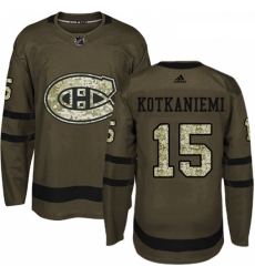 Youth Adidas Montreal Canadiens 15 Jesperi Kotkaniemi Premier Green Salute to Service NHL Jersey 