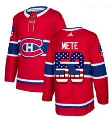 Youth Adidas Montreal Canadiens 53 Victor Mete Authentic Red USA Flag Fashion NHL Jersey 