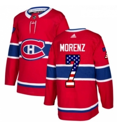 Youth Adidas Montreal Canadiens 7 Howie Morenz Authentic Red USA Flag Fashion NHL Jersey 