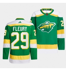 Men Minnesota Wild 29 Marc Andre Fleury Green 2022 23 Reverse Retro Stitched Jersey