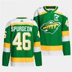 Men Minnesota Wild 46 Jared Spurgeon Green 2023 24 Stitched Jersey