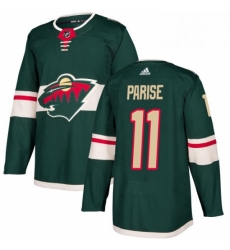 Mens Adidas Minnesota Wild 11 Zach Parise Authentic Green Home NHL Jersey 