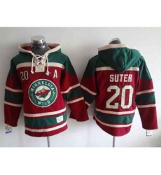 nhl jerseys minnesota wilds #20 suter red-green[pullover hooded sweatshirt][patch A][suter]