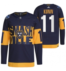 Men Nashville Predators 11 Luke Kunin 2022 Navy Stadium Series Breakaway Player Stitched Jersey