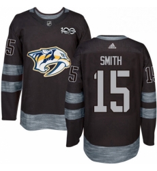 Mens Adidas Nashville Predators 15 Craig Smith Authentic Black 1917 2017 100th Anniversary NHL Jersey 