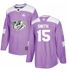 Mens Adidas Nashville Predators 15 Craig Smith Authentic Purple Fights Cancer PracticeNHL Jersey 