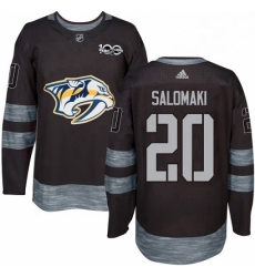 Mens Adidas Nashville Predators 20 Miikka Salomaki Authentic Black 1917 2017 100th Anniversary NHL Jersey 