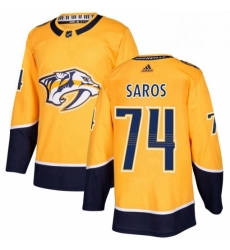 Mens Adidas Nashville Predators 74 Juuse Saros Authentic Gold Home NHL Jersey 