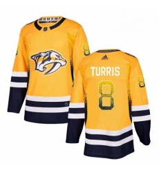 Mens Adidas Nashville Predators 8 Kyle Turris Authentic Gold Drift Fashion NHL Jersey 